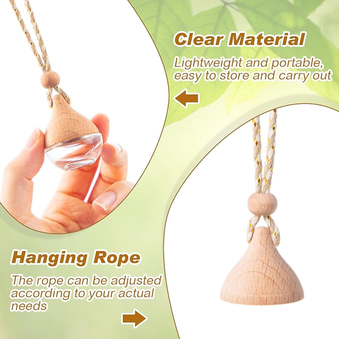 50 Pcs Hanging Car Freshener Car Diffuser Bottles Empty Glass Perfume Bottle Freshener Diffuser Bottle Pendant for Essential