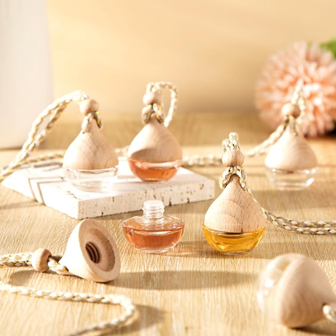 50 Pcs Hanging Car Freshener Car Diffuser Bottles Empty Glass Perfume Bottle Freshener Diffuser Bottle Pendant for Essential