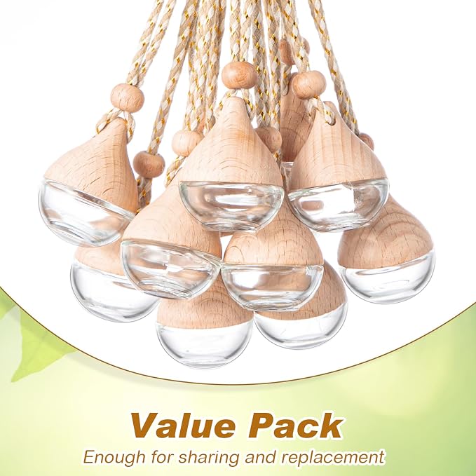 50 Pcs Hanging Car Freshener Car Diffuser Bottles Empty Glass Perfume Bottle Freshener Diffuser Bottle Pendant for Essential