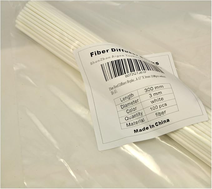 50 Pieces Fiber Reed Diffuser Replacement Refill Sticks for Aroma Fragrance (White, 12" x3mm), alternate product view 3