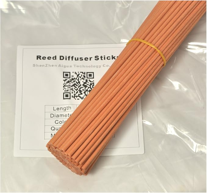 50 Pieces Fiber Reed Diffuser Replacement Refill Sticks for Aroma Fragrance (Lightbrown, 10" x3mm), alternate product view 3