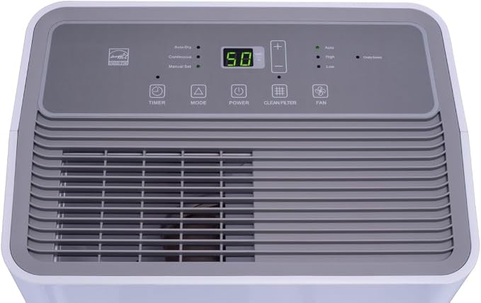 50 Pint 3-Speeds Dehumidifier, 3 Modes – Auto, Continuous, Manual, 115v, LED Display, Noise Level 46 dB, 24-hour on/off
