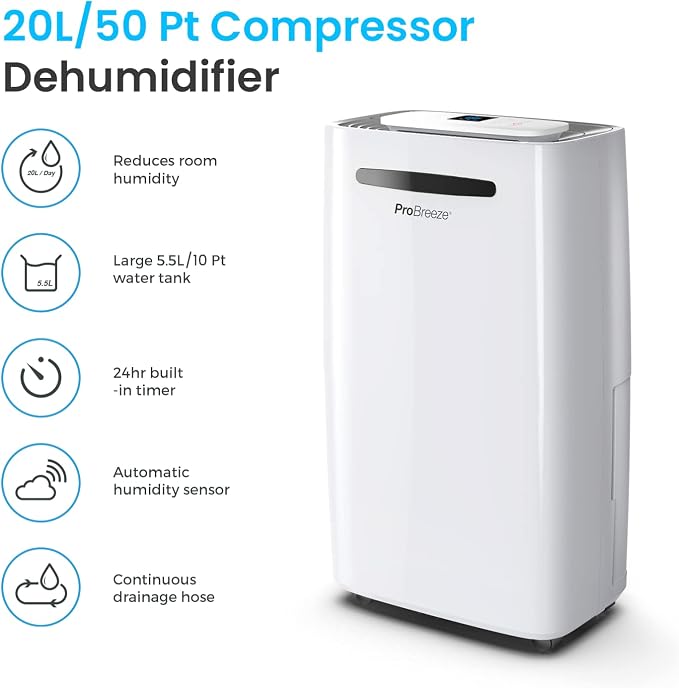 50 Pint Dehumidifier - 3,500 4,000 Sq Ft Dehumidifiers for Home Large Room Basements with Humidity Sensor, Auto Shut Off
