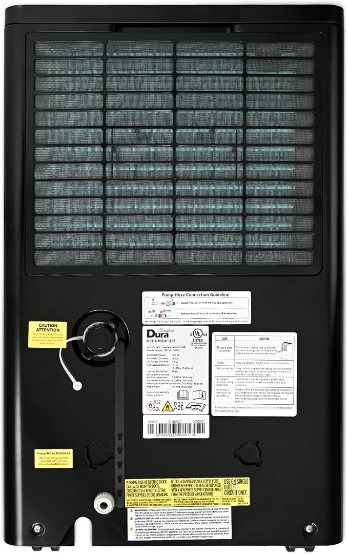 50 Pint Dehumidifier, Built-in Pump, 4500 Sq Ft Coverage, Energy Star, Black, alternate product view 3