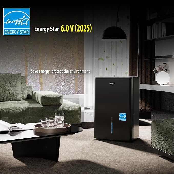 50 Pint Dehumidifier, Built-in Pump, 4500 Sq Ft Coverage, Energy Star, Black, alternate product view 8