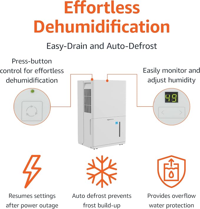 50-Pint Large Dehumidifier with Humidity Control, Timer, Auto-Defrost, Overflow Protection, Energy Star Certified, alternate