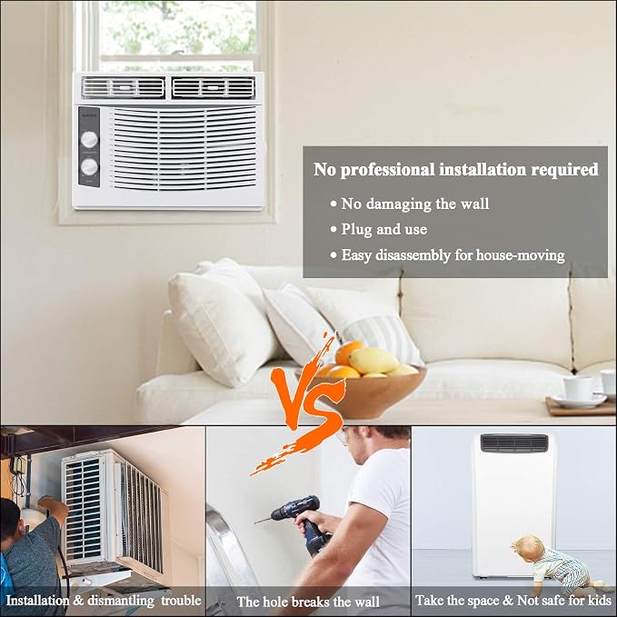 5000 BTU Air Conditioner Window Unit, Energy Saving Room Air Conditioner, AC Unit with Mechanical Controls, alternate product