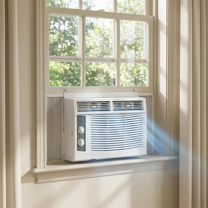 5000 BTU Window Air Conditioner, Cools up to 150 sq.ft., 7 Temperature Settings & 2-Way Airflow, Mechanical Manual Control AC