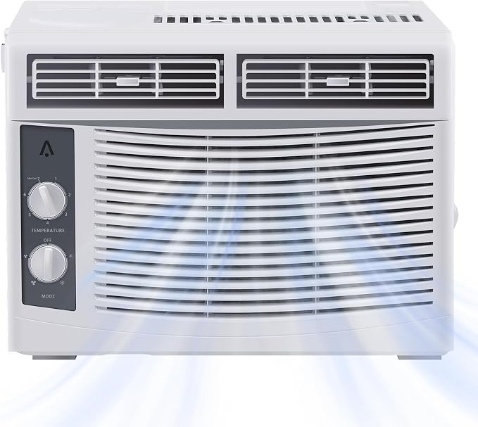 5000 BTU Window Air Conditioner, Quiet Energy Efficient AC Unit with Mechanical Controls, 7-Speed Cooling, Reusable Filter