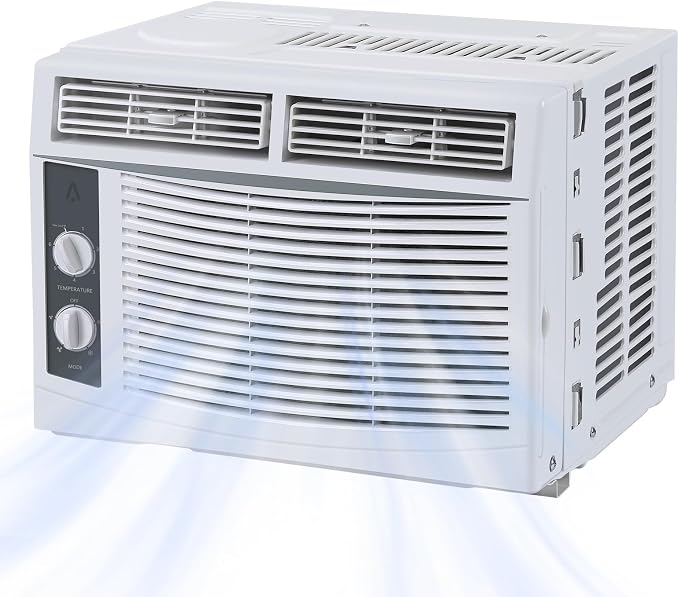 5000 BTU Window Air Conditioner with Quiet Operation, Up to 150 Sqf, Cool and Fan Functions, Washable Filter, Adjustable
