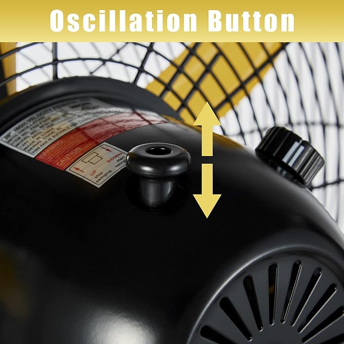 5000 CFM 20 inch High Velocity Pedestal Oscillating Fan with Powerful 1/5 Motor, 9ft Power Cord, Oscillation, Metal Body with