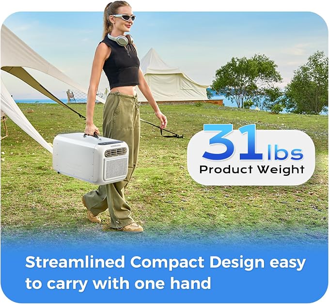 5000BTU Portable Camping Tent Air Conditioner,400W Energy Use,Great for Camp,Picnics,Semi Truck,RVs,Quiet Outdoor AC,Ideal