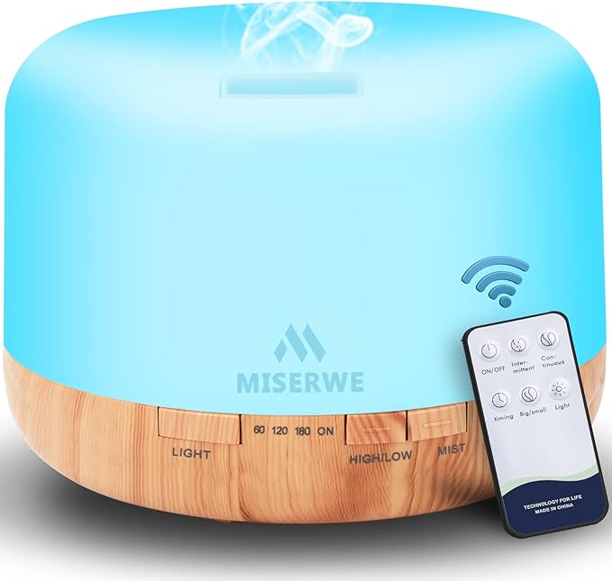 500ml Diffuser with Remote Control Waterless Automatic Shut Off Essential Oil Diffusers with Timing Mode Adjustable Oil