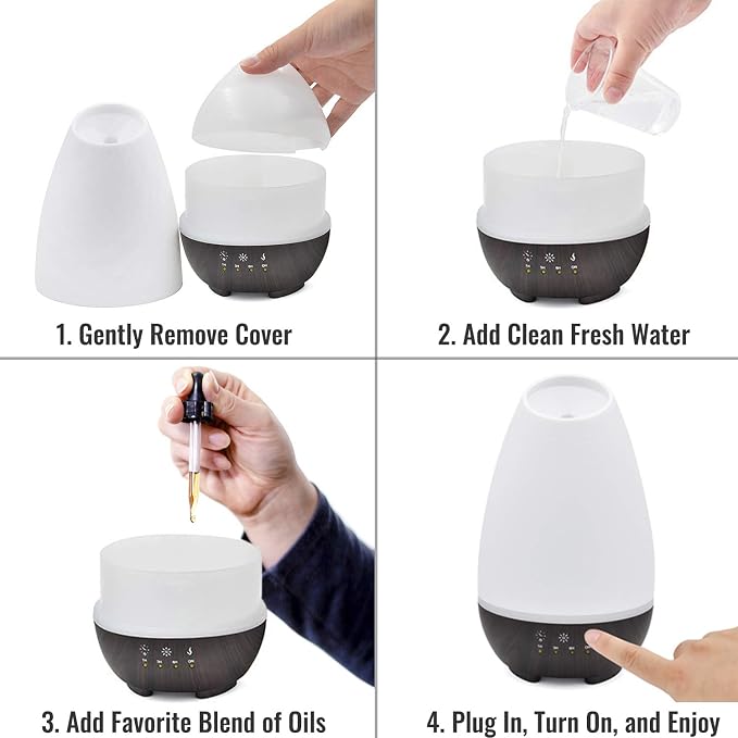500ML Essential Oil Diffuser for Large Rooms, Cool Mist Humidifier and Aromatherapy Diffuser, Adjustable Timer, alternate