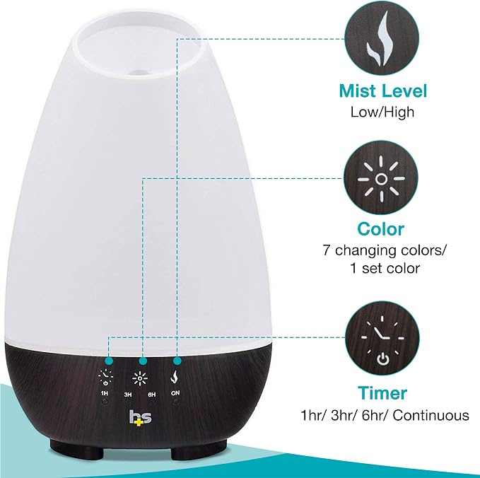 500ML Essential Oil Diffuser for Large Rooms, Cool Mist Humidifier and Aromatherapy Diffuser, Adjustable Timer, alternate