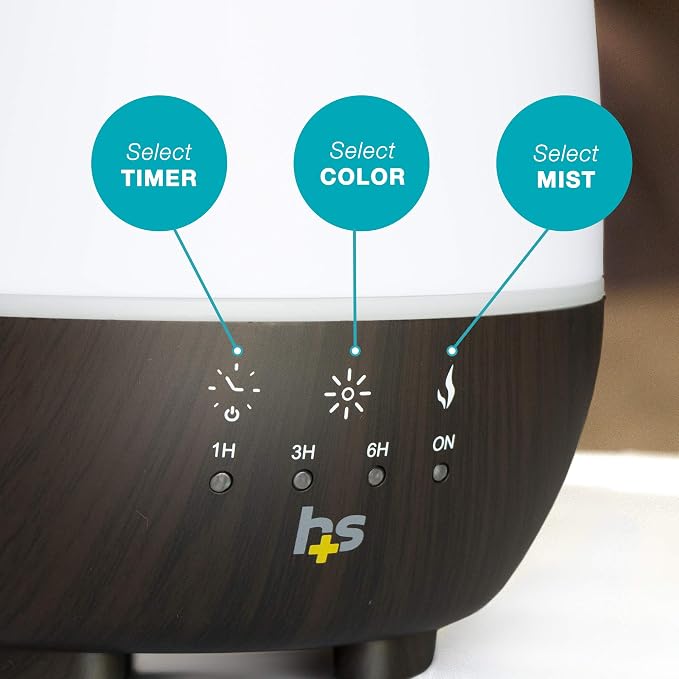 500ML Essential Oil Diffuser for Large Rooms, Cool Mist Humidifier and Aromatherapy Diffuser, Adjustable Timer, alternate