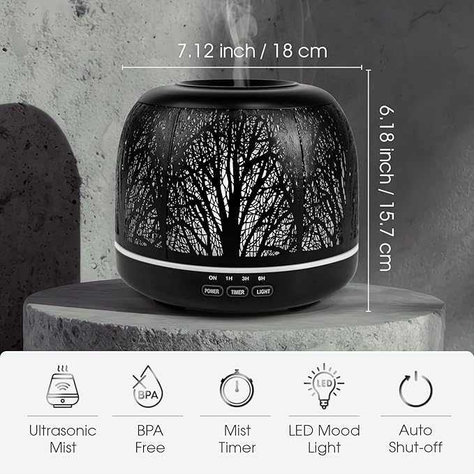 500ml Essential Oil Diffuser, Metal Diffusers for Essential Oils, Aromatherapy Diffuser for Large Room, alternate product