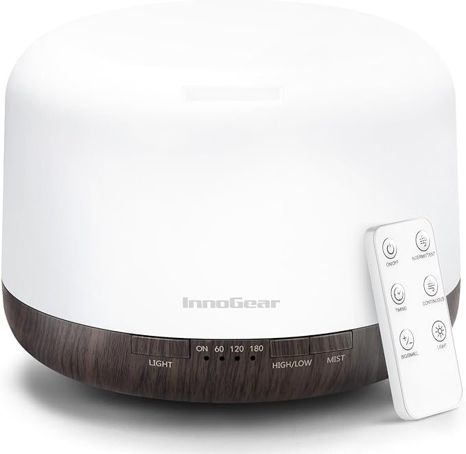 500ml Essential Oil Diffuser with Remote Control, Premium Ultrasonic Aromatherapy Diffusers Scent Humidifier Vaporizer