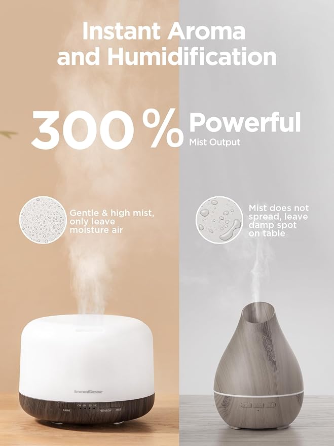 500ml Essential Oil Diffuser with Remote Control, Premium Ultrasonic Aromatherapy Diffusers Scent Humidifier Vaporizer