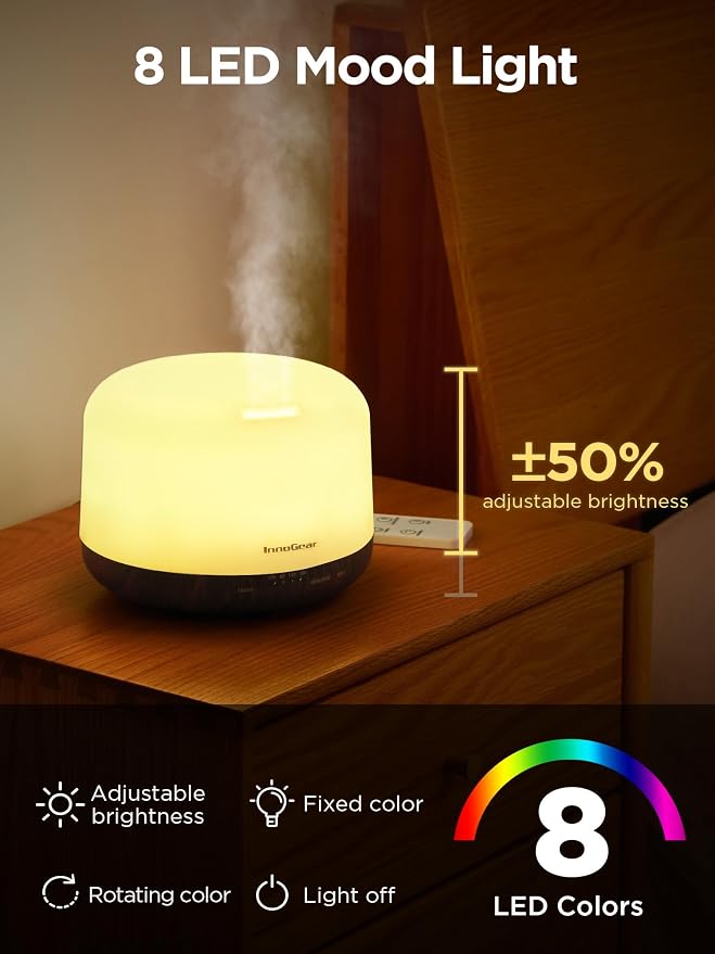 500ml Essential Oil Diffuser with Remote Control, Premium Ultrasonic Aromatherapy Diffusers Scent Humidifier Vaporizer