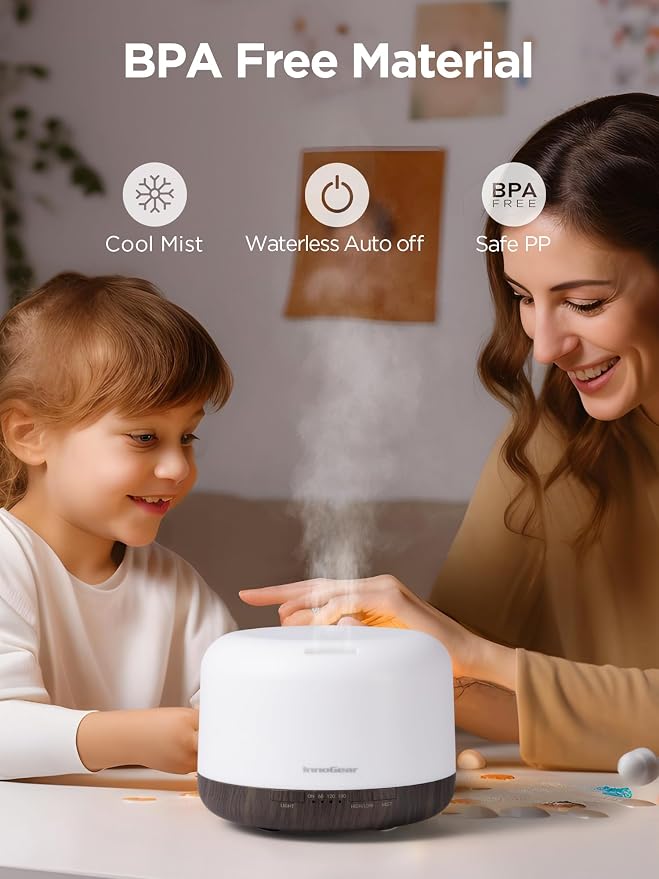 500ml Essential Oil Diffuser with Remote Control, Premium Ultrasonic Aromatherapy Diffusers Scent Humidifier Vaporizer