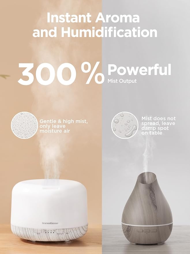 500ml Essential Oil Diffuser with Remote Control, Premium Ultrasonic Aromatherapy Diffusers Scent Humidifier Vaporizer