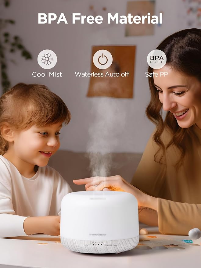 500ml Essential Oil Diffuser with Remote Control, Premium Ultrasonic Aromatherapy Diffusers Scent Humidifier Vaporizer