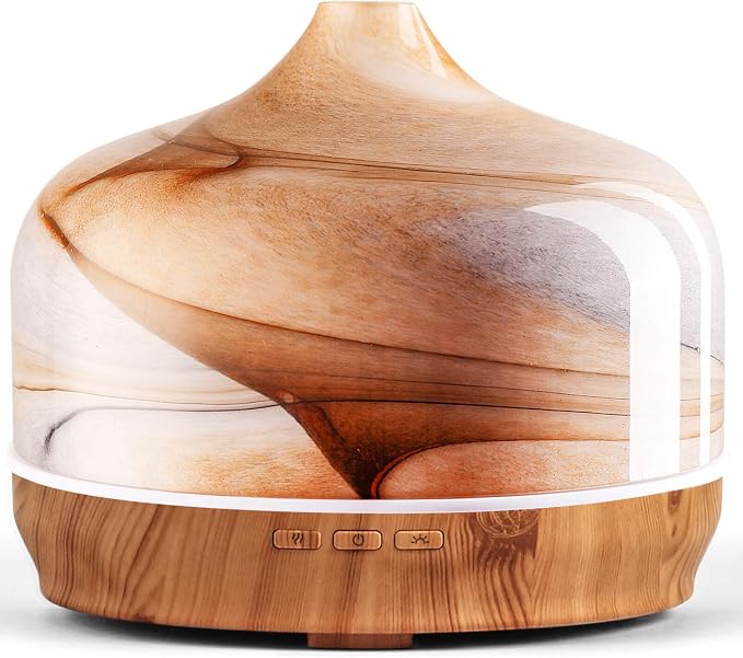 500ml Glass Essential Oil Diffuser Aromatherapy Ultrasonic Cool Mist Humidifier 15-21 Running Hours Waterless Auto-Off Air