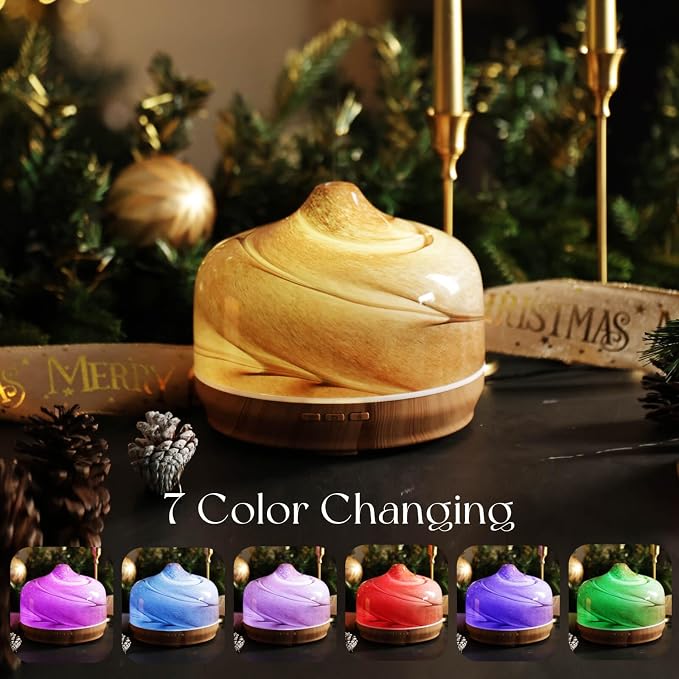 500ml Glass Essential Oil Diffuser Aromatherapy Ultrasonic Cool Mist Humidifier 15-21 Running Hours Waterless Auto-Off Air