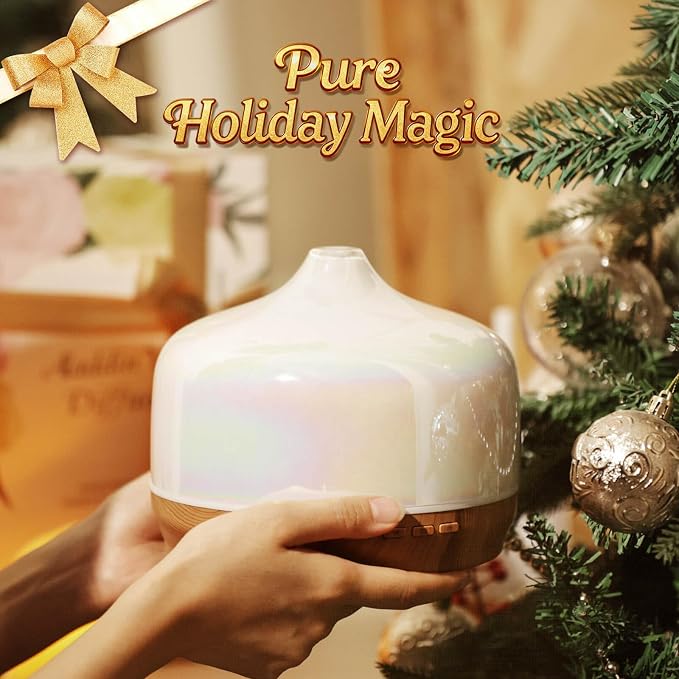 500ml Glass Essential Oil Diffuser Aromatherapy Ultrasonic Cool Mist Humidifier 15-21 Running Hours Waterless Auto-Off Air