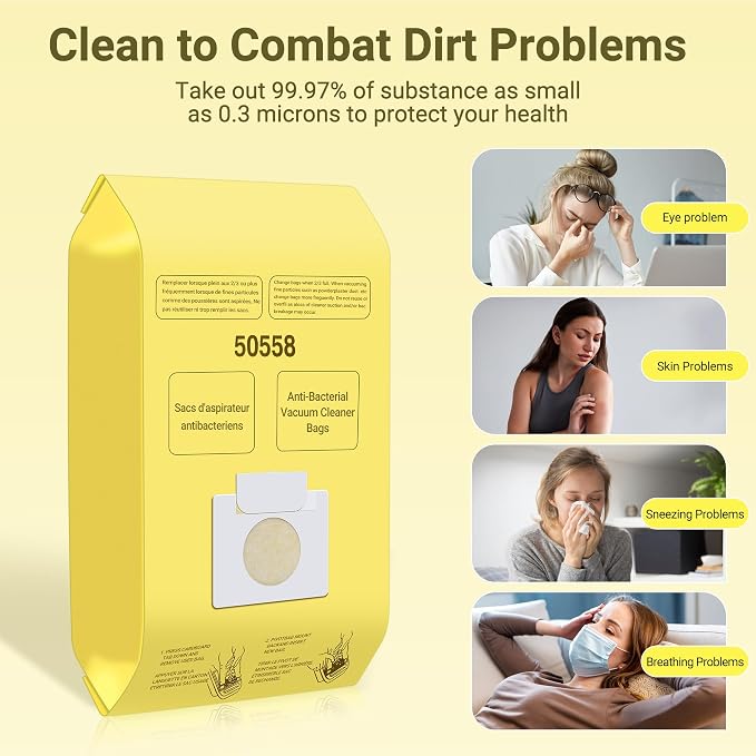 50558 Canister Vacuum Bags Replacement for Canister Type C/Q 5055, 50555, 50557, 50558 and Pana·sonic Type C-5, C-18