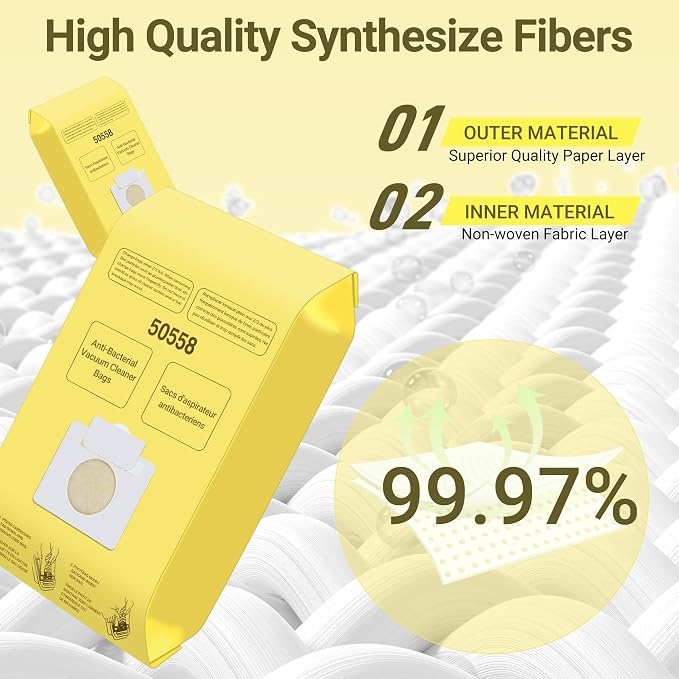 50558 Canister Vacuum Bags Replacement for Canister Type C/Q 5055, 50555, 50557, 50558 and Pana·sonic Type C-5, C-18