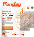 50g x 40 Packs Rechargeable Silica Gel Desiccant Packets Fast Reactivate Desiccant Bags Moisture Indicating