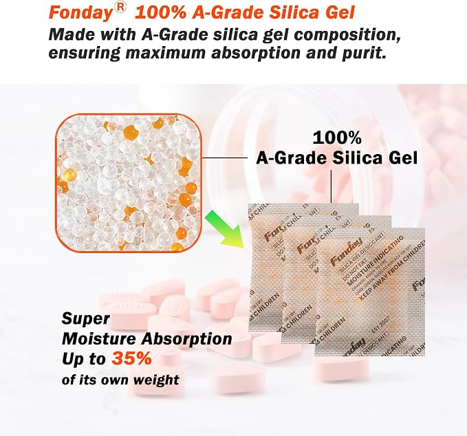 50g x 40 Packs Rechargeable Silica Gel Desiccant Packets Fast Reactivate Desiccant Bags Moisture Indicating, alternate view 3
