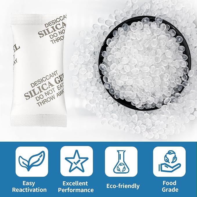50Gram(20Packets) Food Grade Moisture Absorbers Silica Gel Packs Desiccant for Moisture Storage Control, alternate product