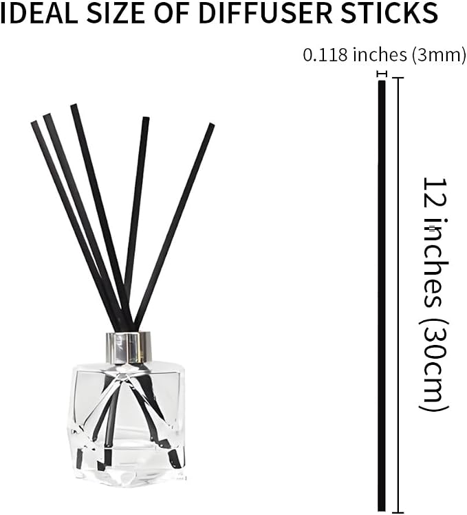50PCS Black Fiber Reed Diffuser Sticks 12 Inch Long 3mm Diameter Strong Absorption Refill Replacement Reeds for Diffuser