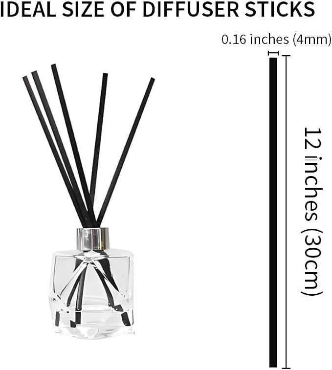 50PCS Black Fiber Reed Diffuser Sticks 12 Inch Long 4mm Diameter Strong Absorption Refill Replacement Reeds for Diffuser