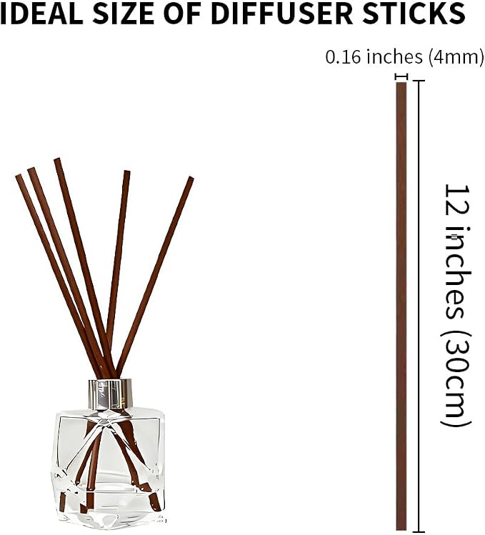 50PCS Brown Fiber Reed Diffuser Sticks 12 Inch Long 4mm Diameter Strong Absorption Refill Replacement Reeds for Diffuser