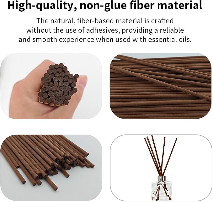 50PCS Brown Fiber Reed Diffuser Sticks 12 Inch Long 4mm Diameter Strong Absorption Refill Replacement Reeds for Diffuser