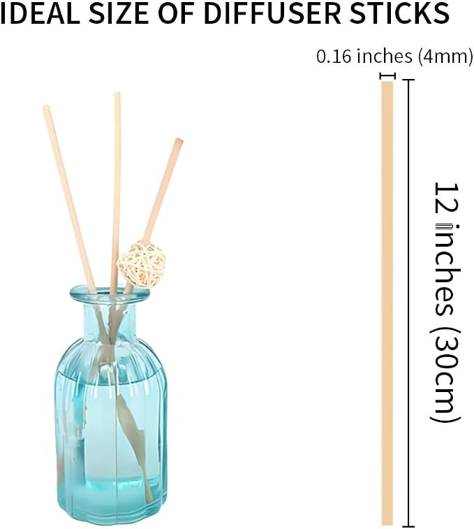 50PCS Natural Fiber Reed Diffuser Sticks 12 Inch Long 4mm Diameter Strong Absorption Refill Replacement Reeds for Diffuser