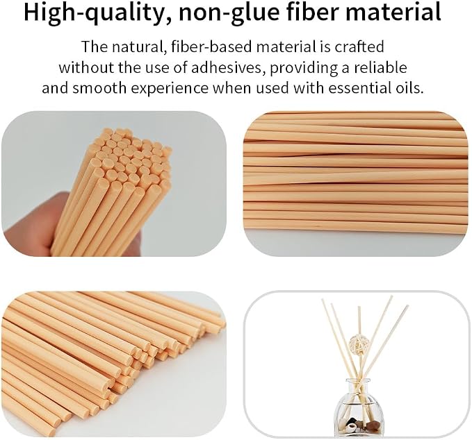 50PCS Natural Fiber Reed Diffuser Sticks 12 Inch Long 4mm Diameter Strong Absorption Refill Replacement Reeds for Diffuser