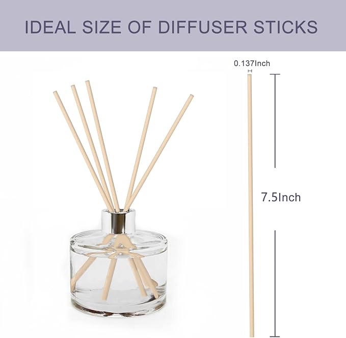 50pcs Reed Diffuser Sticks - Wood Rattan-Reed Sticks -Essential Oil Aroma Diffuser Sticks- Spa-Aromatherapy(Primary