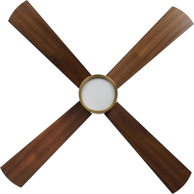 52" Ceiling Fan with Light and Remote, Bronze Modern Ceiling Fan, ReversibleDC Motor, Walnut/White Blades, Dimmable LED for