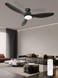 52" Ceiling Fan with Light and Remote, Flush Mount Ceiling Fan with 3 Blades, Low Profile Fan, 6 Speed, Queit DC Motor