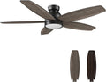 52" Ceiling Fan with Light Flush Mount, DC 10 Speeds Silent Ceiling Fan with Remote, Low Profile, with 3 Dual