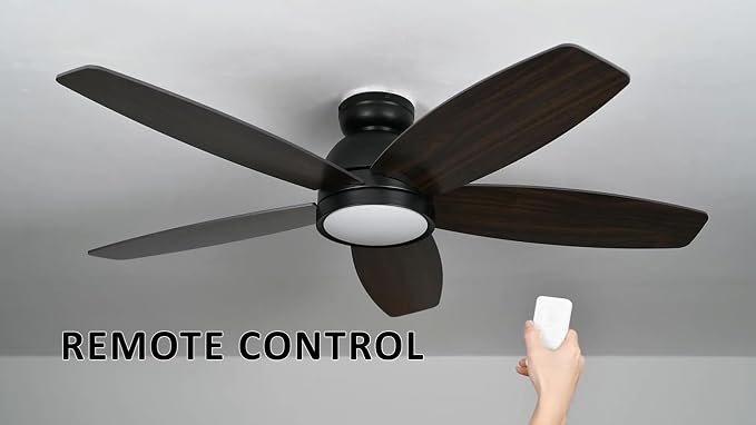 52" Ceiling Fan with Light Flush Mount, DC 10 Speeds Silent Ceiling Fan with Remote, Low Profile, with 3 Dual, alternate view