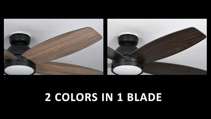 52" Ceiling Fan with Light Flush Mount, DC 10 Speeds Silent Ceiling Fan with Remote, Low Profile, with 3 Dual, alternate view