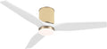 52" Ceiling Fan with Light - Low Profile Flush Mount Ceiling Fan, 6-Speed Remote Control, Solid Wood, Quiet Reversible DC