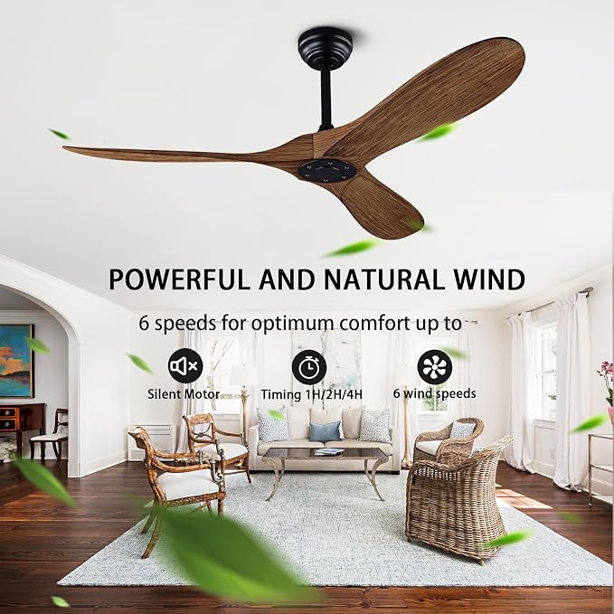 52" Ceiling Fan with Remote Control No Lights,Modern Reversible DC Motor Indoor Outdoor 3 Blades Ceiling Fans for Patio