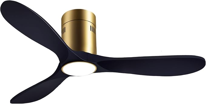 52” Ceiling Fans with Light with 6 Speed Remote/APP Control, Solid Wood Fan Blade, 3CCT Dimmable LED, Silent, Recessed